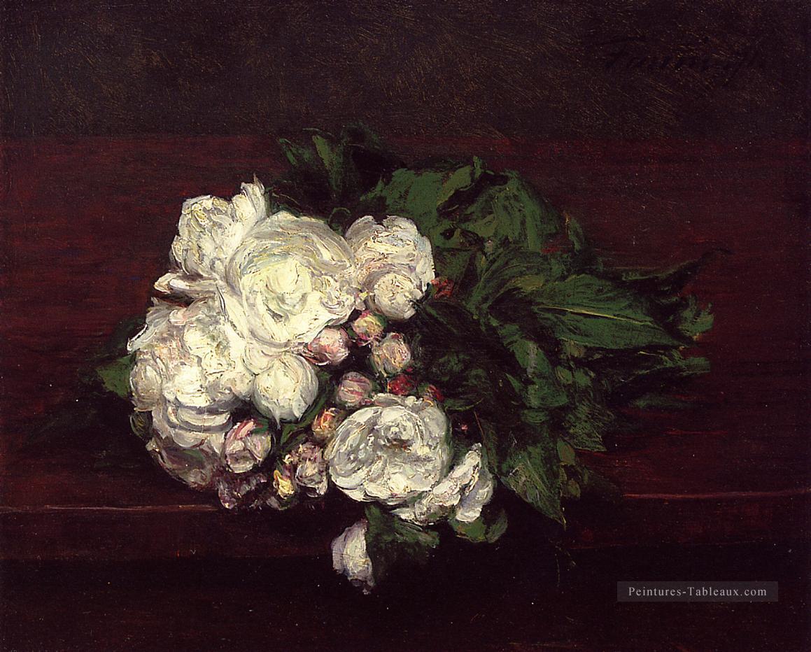 Fleurs blanches Roses peintre de fleurs Henri Fantin Latour Peintures à l'huile
